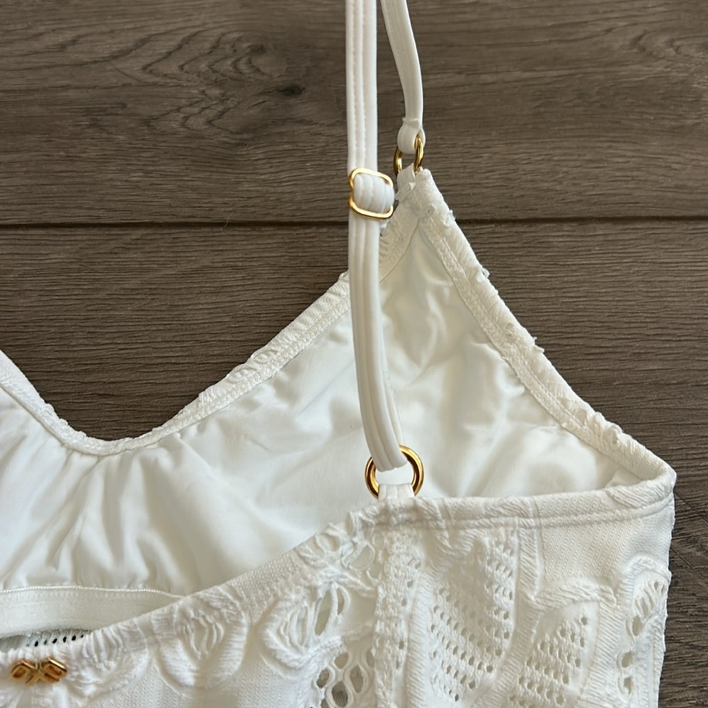 NWT Pilyq White Lace One Piece with Adjustable Straps Size Medium - Picture 6 of 9